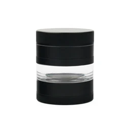 5 piece grey herb tobacco grinder  with solid teeth aluminum alloy hemp crusher holding chamber with window