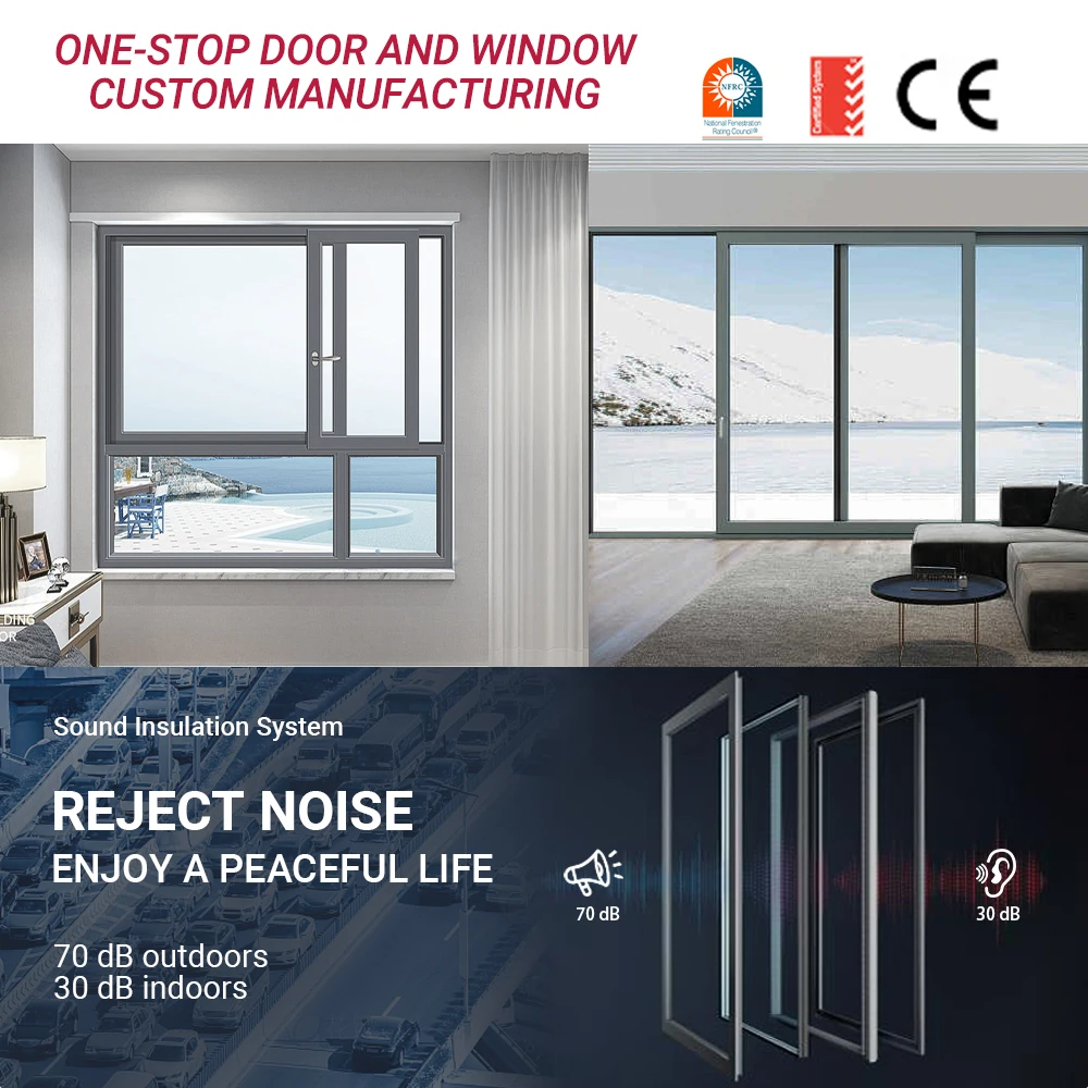North American Factory Wholesale Heat Insulation Impact Resistant Home Interior Tempered Glass Floor to Ceiling windows