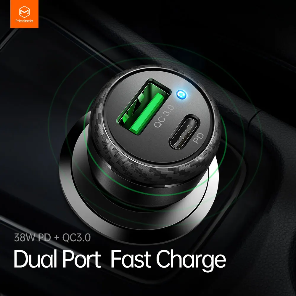 Exw цена акционное портативное автомобильное быстрое зарядное устройство Qc3.0 двойное алюминиевое металлическое 38 Вт простое Pd
