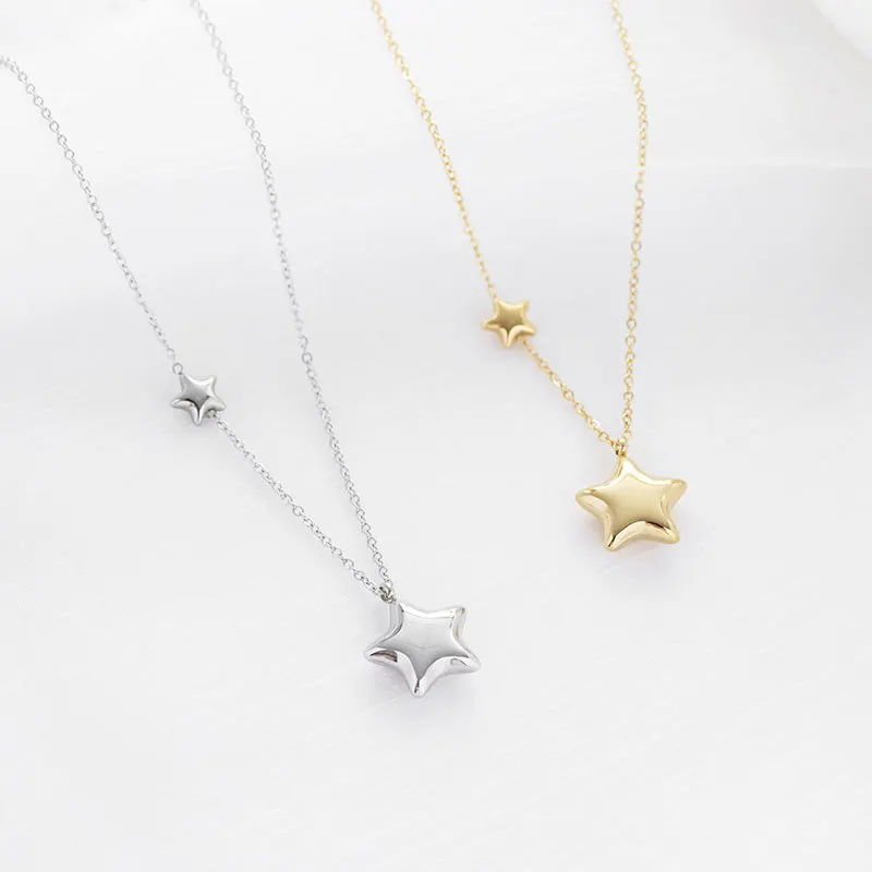 Оптовая продажа на заказ изящное ожерелье в форме звезды 14K позолоченное из нержавеющей стали звезда кулон для девочек