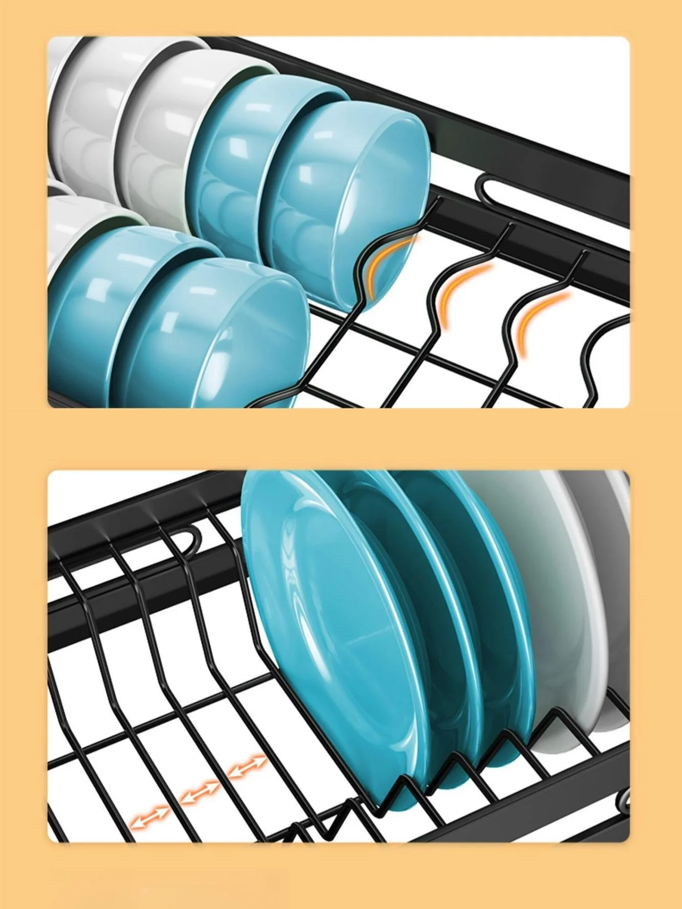 Wholesale Over The Sink 2 Layers Kitchen Drying Storage Large Dish Drainer Rack With Drip Tray