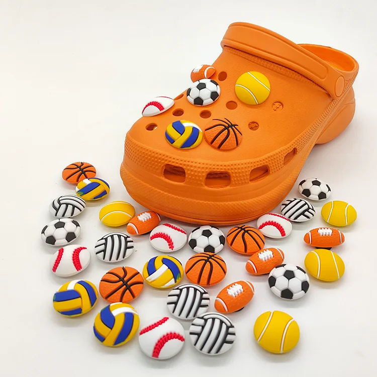 Custom Logo Wholesale Letter Flower 3d Pvc Rubber Decoration Clogs Bad Bunny Ball Basketball Designer Custom Shoe Charms