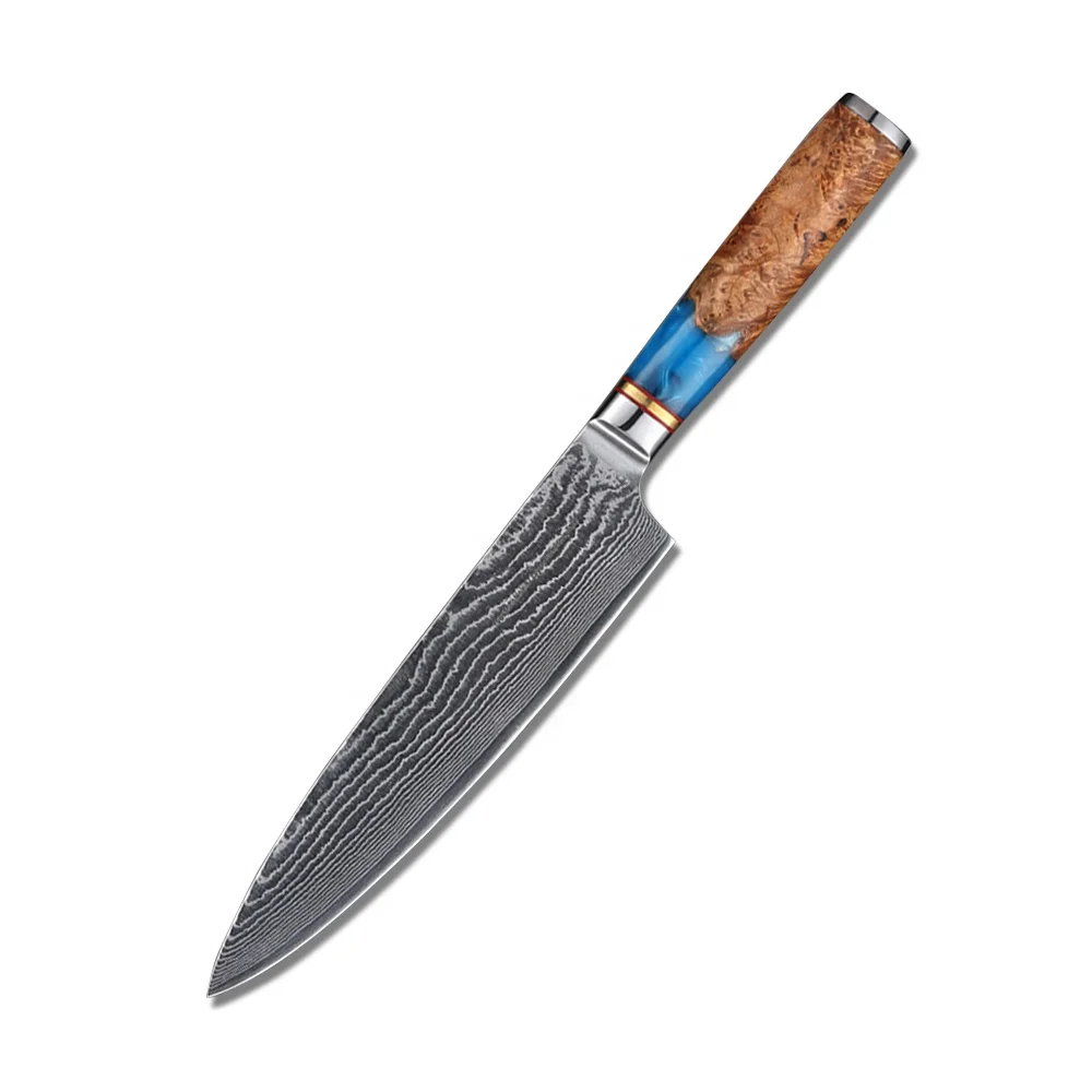 
Factory selling 8 Inch 67 Layers Damascus resin handle chef knife 