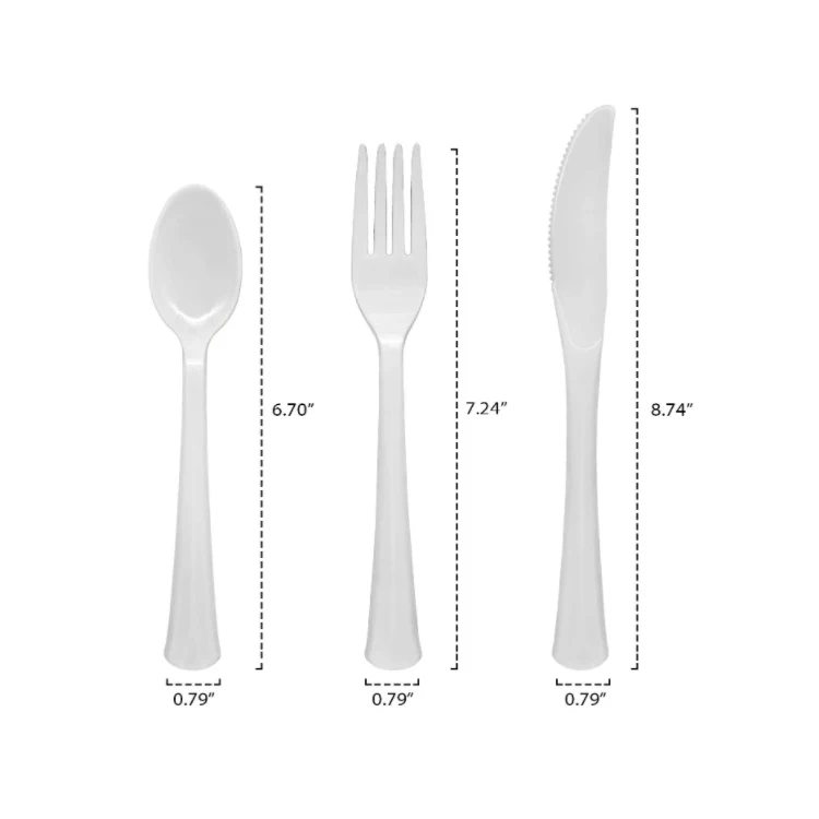 White Plastic Black Spoon Fork Knife Disposable Cutlery With Paper Napkin