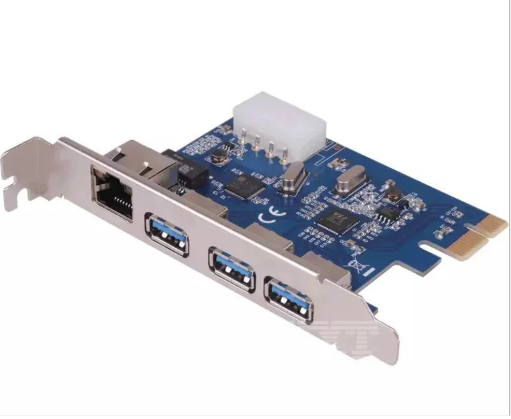 PCI EXPRESS на 3 внешних порта USB 3,0 + RJ45 Gigabit Ethernet Сетевая карта USB3.0 + 1000M LAN комбинированная PCI express карта