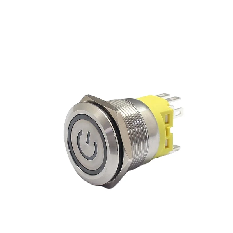 22 мм металла с плоской головкой Водонепроницаемая светодиодная лента RGB Мгновенный 5 Pins светодиодной подсветкой Мощность кнопочные переключатели