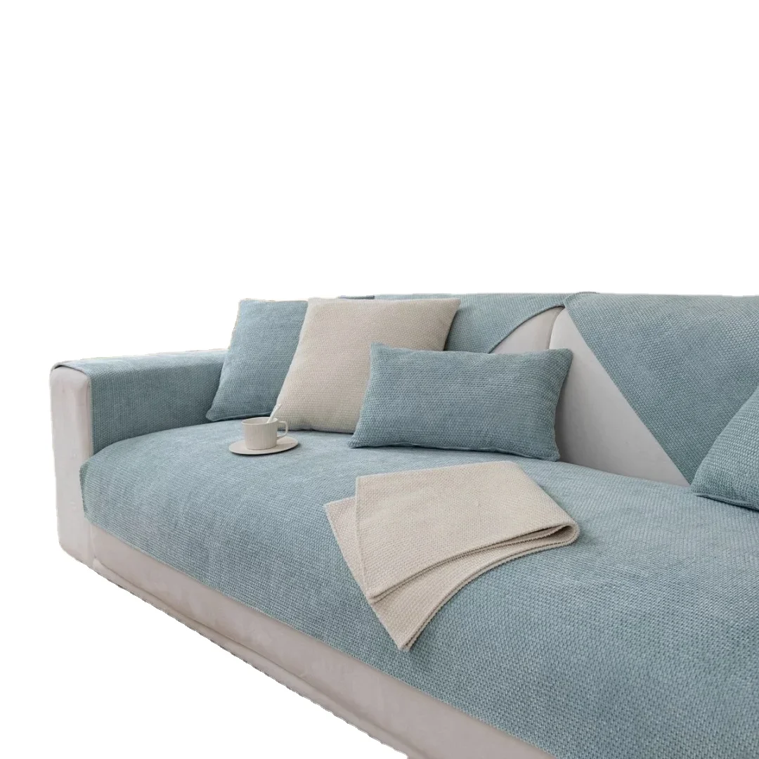 2024 Israel Market Solid Chenille Sofa Cover in Square Pattern with Ready Colors