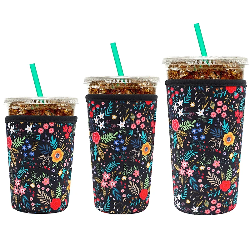 Factory Custom Make Reusable Sublimation Printing Insulated 3 Size Neoprene coffee Cup Sleeve Iced Beverages Holder