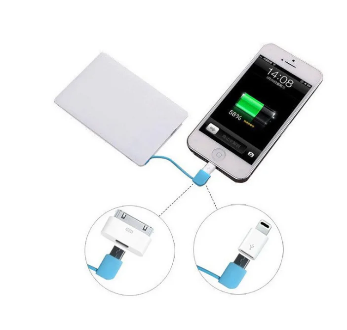 CSLZ карта портативного зарядного устройства 2018 новые высококачественные 2 USB тонкие портативные зарядные устройства 2000 мАч Мини