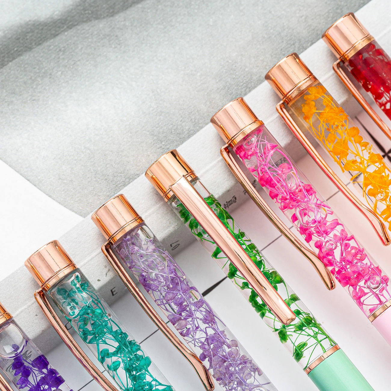 Fancy flower pens novelty gift pen beautiful metal pen with flower 0.5 mm refill