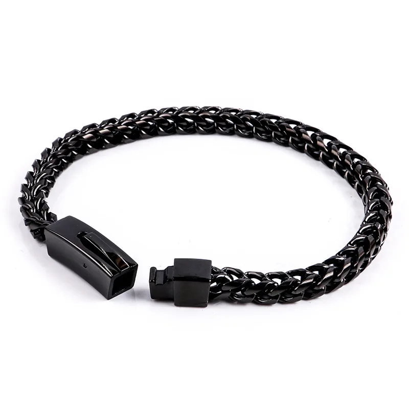 Wholesale New Trend Open Buckle Round Keel Chain Stainless Steel Men Bijou Bracelet Homme