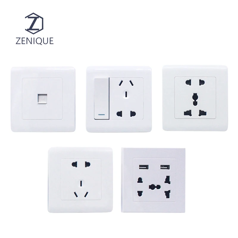 Wholesale High Quality UK Standard 86*86 MM Power Outlet Electrical Accessories White British Wall Socket