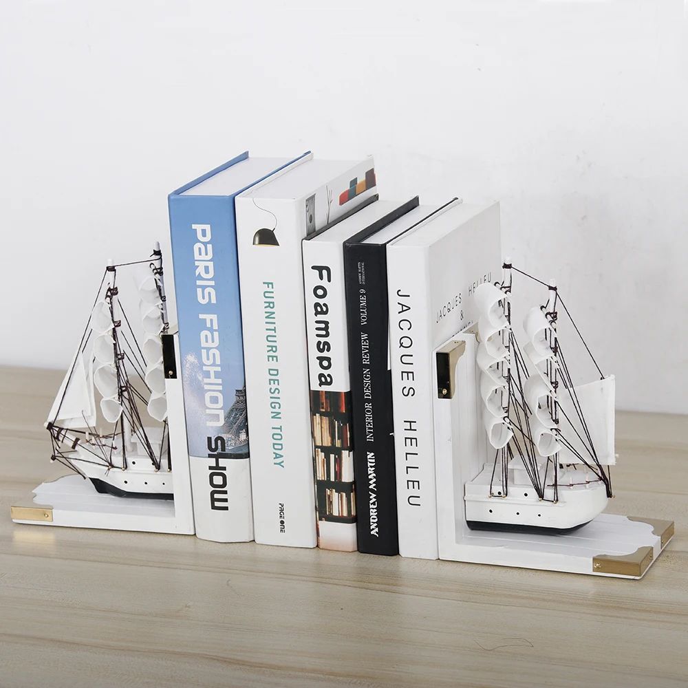 Оптовая продажа деревянный книжный конец Лидер продаж декоративная модель пиратского корабля стол для дома и офиса настольный органайзер