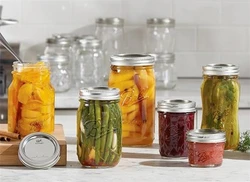 Spices Empty wide top screw engraved logo storage seasoning juice16oz glass mason jar with handle