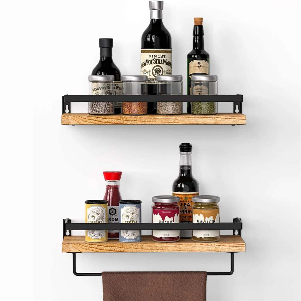 Shelf Hanging Storage Furniture Metal Antique Industrial Vintage Rustic Solid Wood Mounted Floating Shelves For Wall CNLF