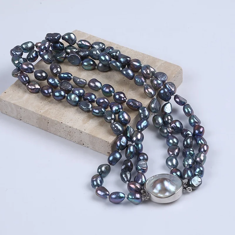 Handmade 8-9mm Natural Freshwater Baroque Pearl High Quality Necklace