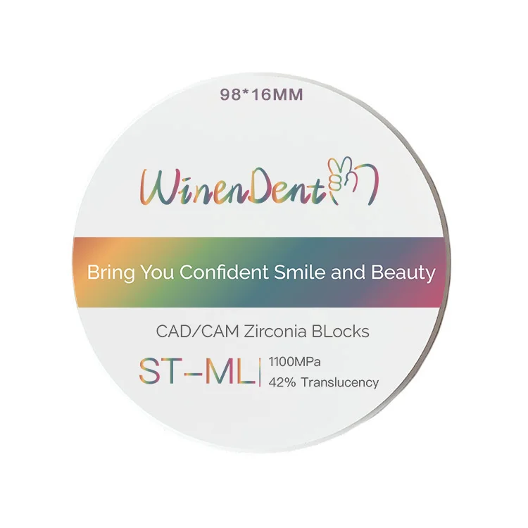 CAD CAM ST-ML 98mm 16mm technician Super Translucent cutting zirconia block discs for laboratorio dental