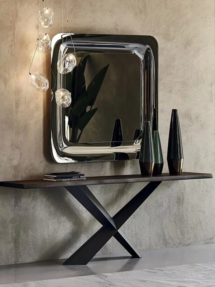 Italian-style light luxury rock plate porch table entry wall stainless steel simple modern living room porch table