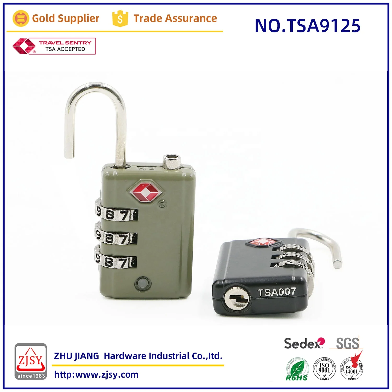 TSA9125 high quality zinc alloy password anti-theft padlock mini travel luggage lock TSA007 customs lock