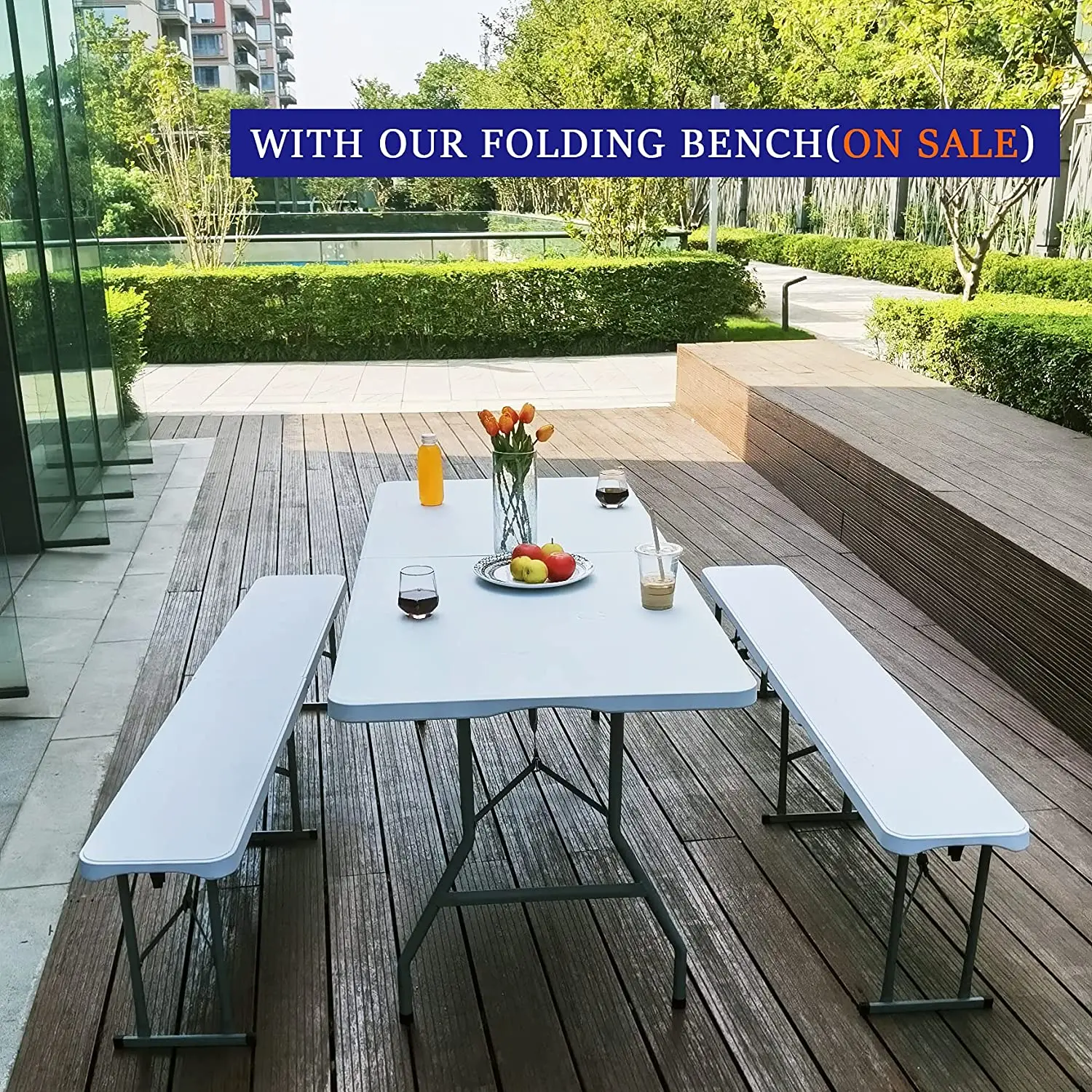 Hot sale HDPE plastic Rectangular Folding Dining Table For home wedding Outdoor Events