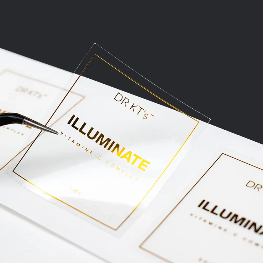 Customization Custom Private Brand Gold Foil Labels For Cosmetic And Skincare White Waterproof Label Sticker 4
