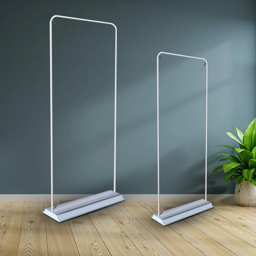 Custom Size Outdoor Hanging Picture Iron Frame Advertising Promotion Display Door Shape Banner Stand