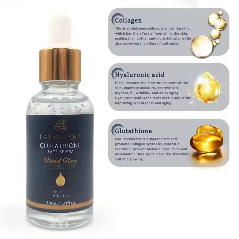 Private Label L-Glutathione Vitamin C Skin Care Whitening Essence Hyaluronic Acid Amino Acid Whitening anti-aging Face Serum
