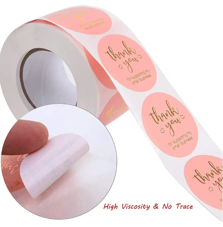 Label maker custom logo waterproof sticker paper printing transparent roll gold foil sticker label