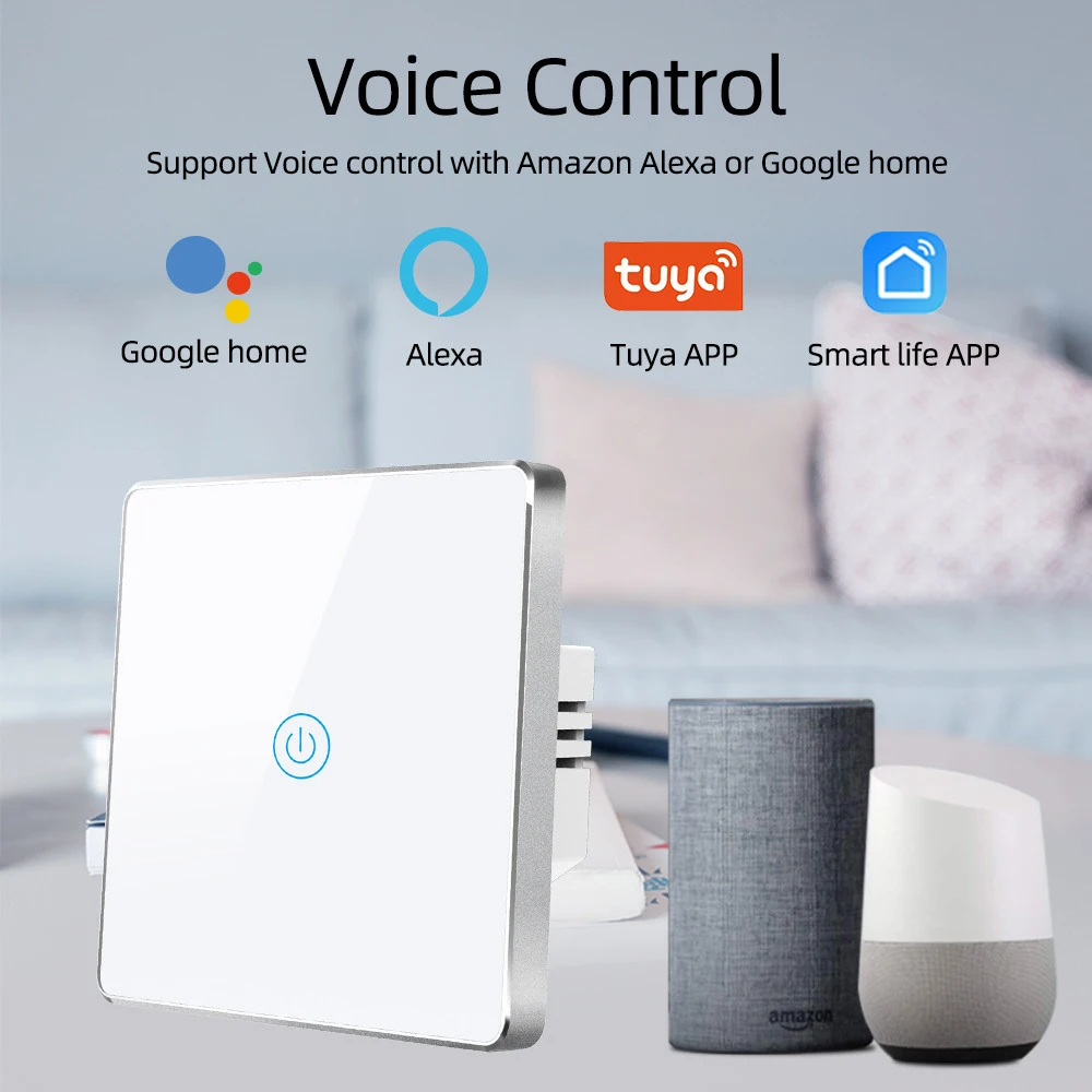 Tuya smart switch light alexa tempered glass zigbee smart switch for lights