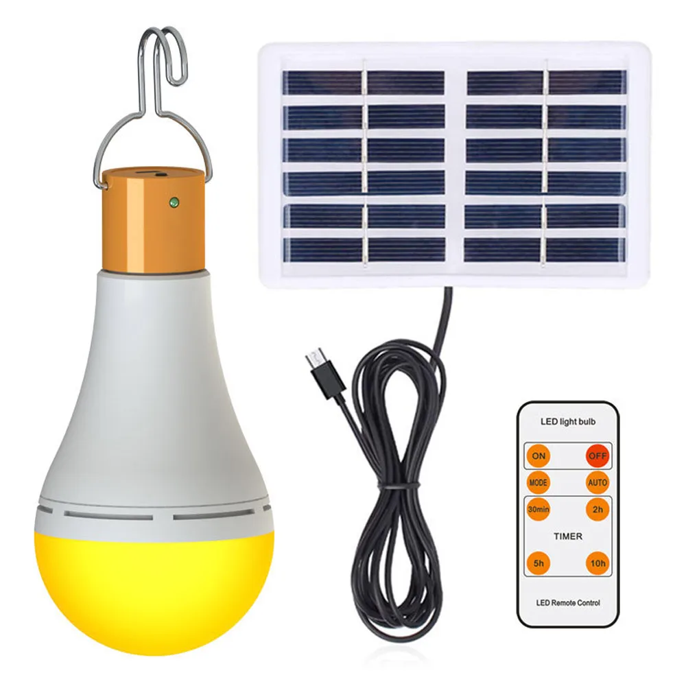 9W 24PCS 2835 LED Solar Power Outdoor Emergency Bulb with Remote Hanging Light for Chicken Hatch