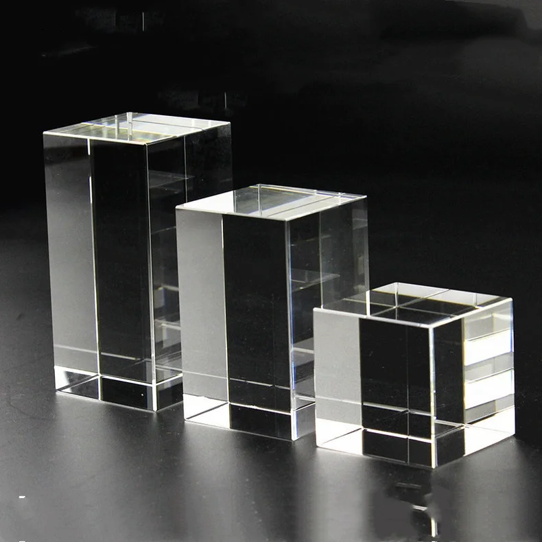 Transparent Sparkling tempered K9 crystal plate Blank Glass Cube Block for your engraved
