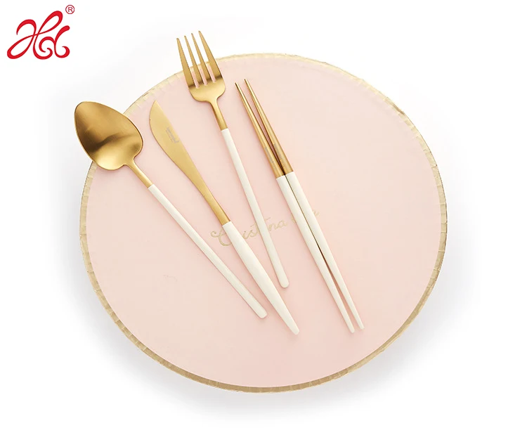 10Off B416 Hongda New Patent Design 304 High Quality Matte Gold Silver Flatware Sustainable 18/10 Stainless Wedding Cutlery