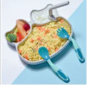 Eco Custom Logo Suction Baby Feeding Plate Food Grade Children dinnerware kid tableware Animal Shape Baby Silicone Baby Plates
