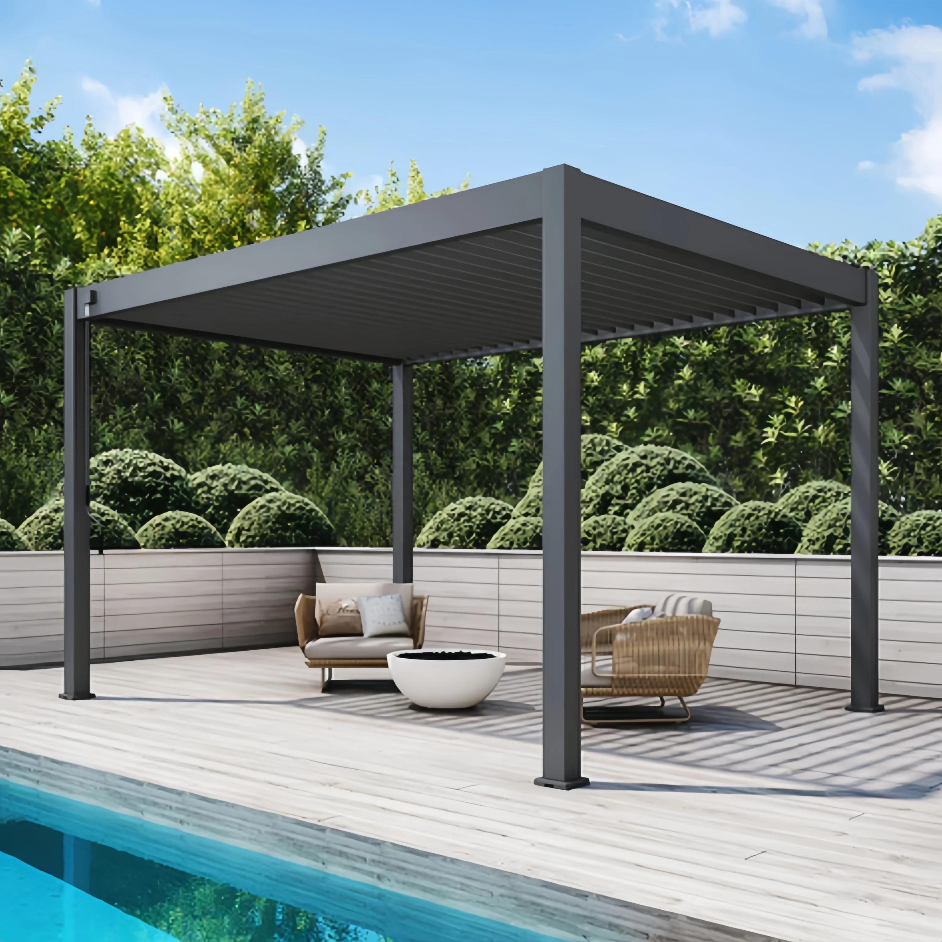 Customized Pergola with glass door Aluminium Outdoor summerhouses Enclosed Stand Sunroom House Metal Gazebo pavilion for sale