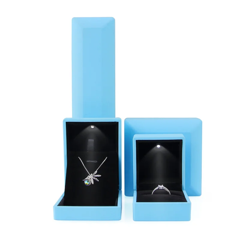 Hot Sale Light Ring Box Jewelry Storage Display Case Jewelry Box With Led Large Jewelry Gift Box Purple With Lights