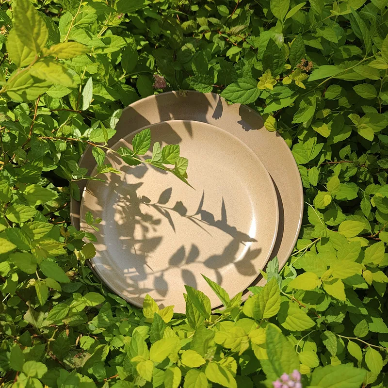 Eco Friendly Rice Husk Fiber Dinner Plates Disposable Bamboo fiber Plate