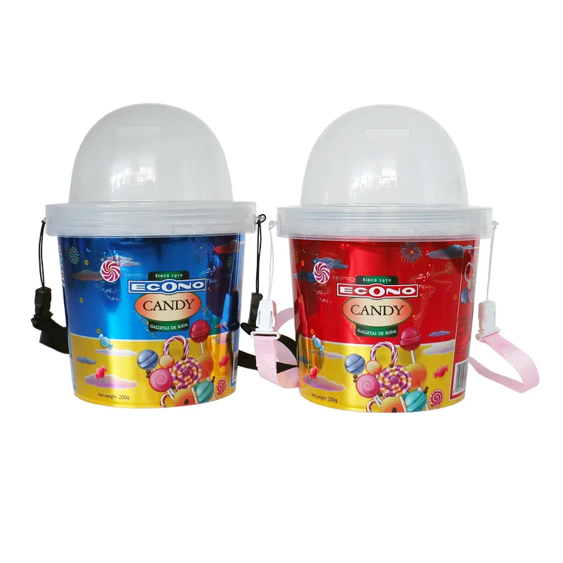 Factory Supply Food Grade Clear White Round Plastic food Bucket With Handle with Lid custom logo and colors price piggy bank