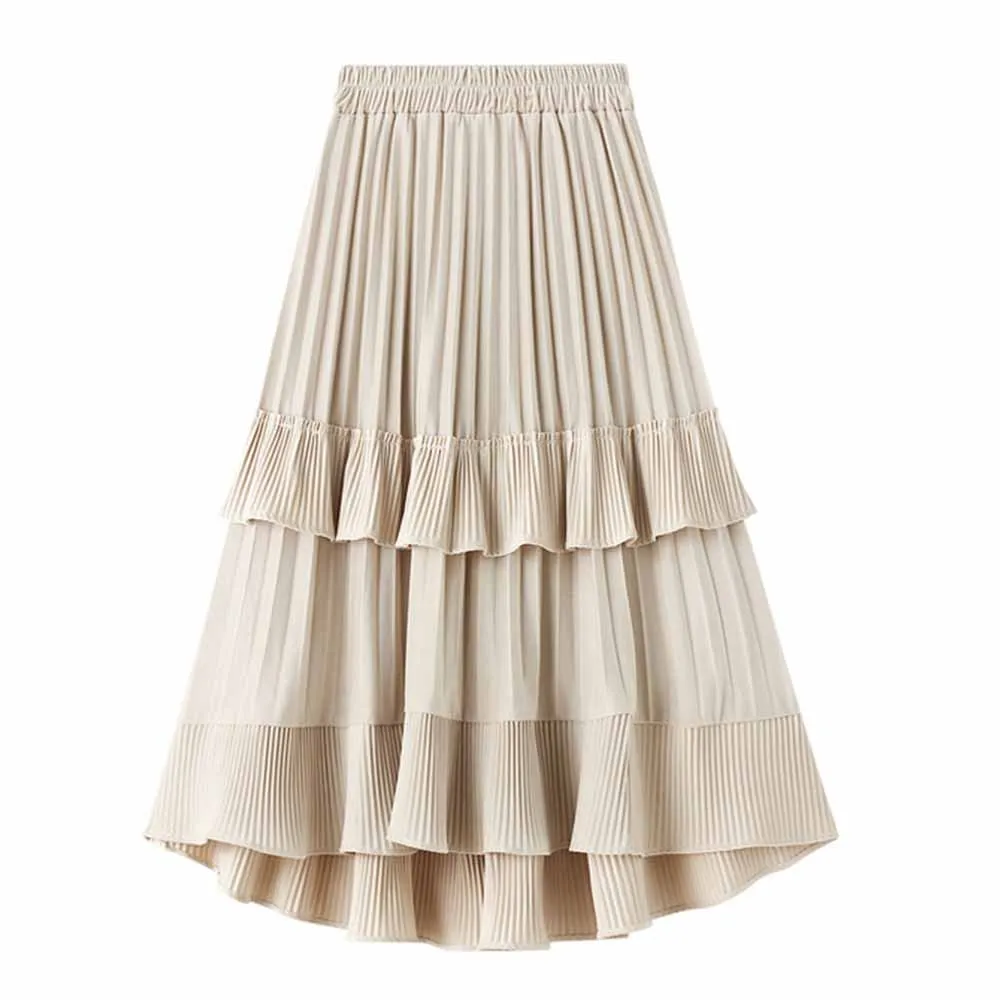 Short Front Long Back Irregular Skirt VD3273 Women Black Coffee Pleated Velvet Autumn Winter Skirts