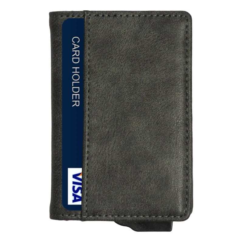 PU Leather Rfid Credit Card Holder Men Wallets Slim Thin Coin Pocket Bank Cardholder Minimalist Wallet Metal Case Male Purse