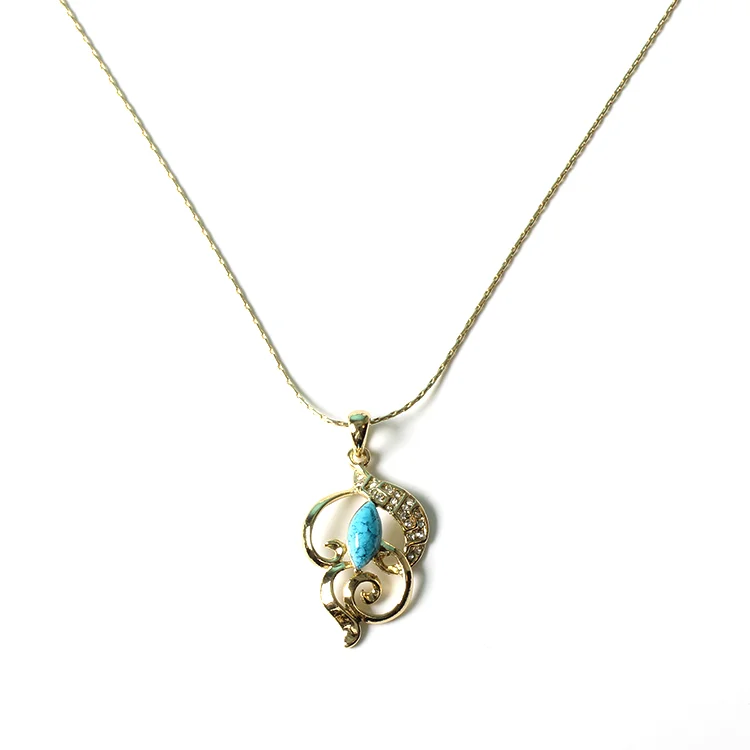 V&R Fashion Jewelry Acrylic Turquoise Stone And Crystal Rhinestones Earring Necklace Set  Jewellery