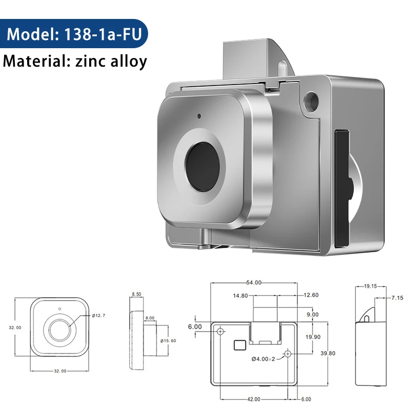 High Quality Drawer Lock Smart Cabinet Door Hidden Biometric Smart Electronic Fingerprint Cabinet Drawer Lock