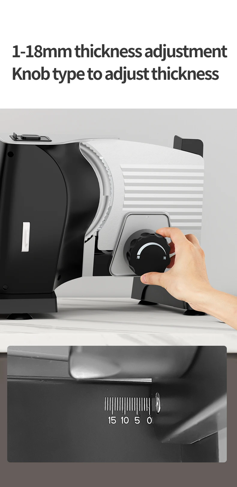 Detachable 19cm Stainless Steel Blade Food Slicer for Bread 0-18 mm Thickness Adjustable Non-Slip Feet Watermelon Slicer veneer