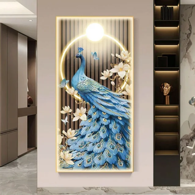 Abstract Hallway Light Luxury Wall Art Crystal Porcelain Painting for Entrance Decoration and Wall Hanging