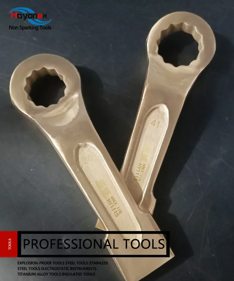 High Quality Non sparking tools Explosion Proof High Neck Strike Ring Wrench Copper Alloy  1/2 torque wrench