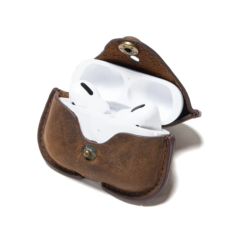 Wholesale Carrying Wireless Earphone Case Genuine Leather Cover Earbuds Protective Pouch Case for Apple Airpods Pro 3 Case