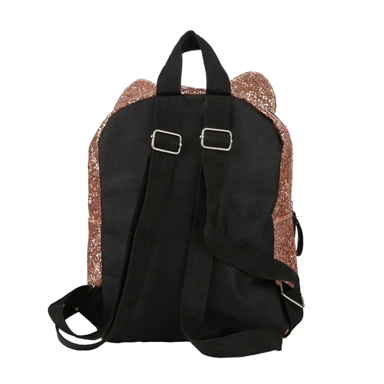 Mini Sequin Kids Glitter Cat Backpack With Applique And Pom-Pom Detail For School Kindergarten Children