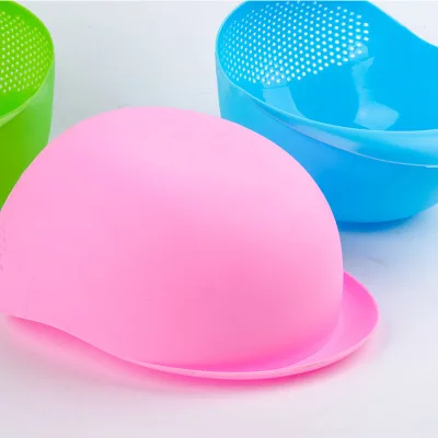 Food Grade Plastic Rice Beans Peas Washing Filter Strainer Green Pink Color Basket Sieve Drainer Cleaning Gadget