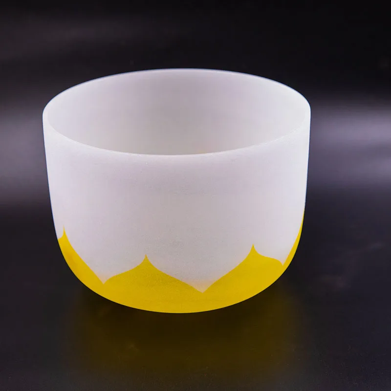 AMAZING BRAND Chakra Frosted candy colored Crystal Quartz Singing Bowl for meditation and sound healing with C D E F G A B notes