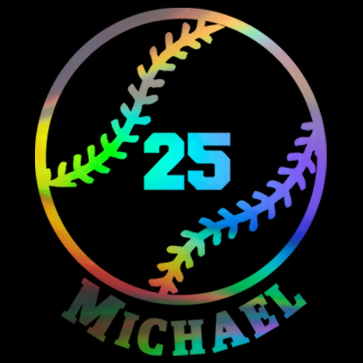 Baseball Number 25 MICHAEL Car Laser Sticker Vinyl Decal Car Truck Bumper Window Laptop Sticker Decor Gift Die Cut Decals Glass