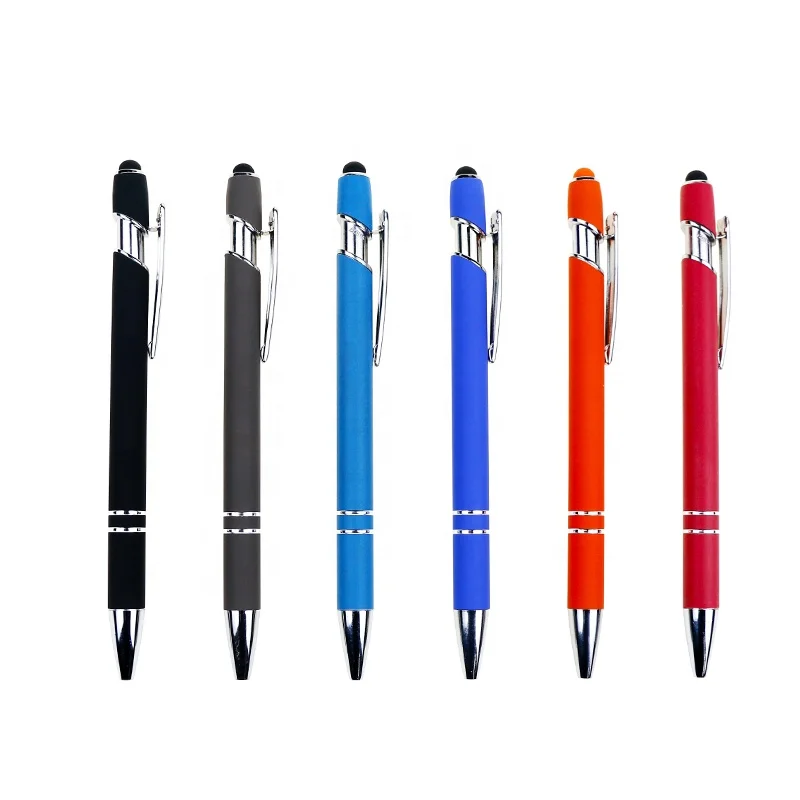 Wholesale 2 in 1 ball pen metal aluminum rod pen stylus pen for phone